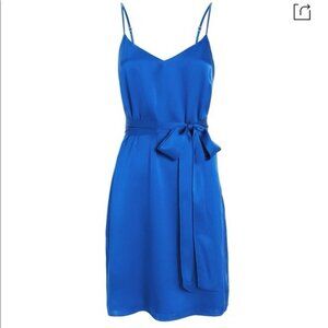 NEW Revolve L’agence CAMIL 100% sleeveless slip Silk Cobalt blue mini dress XS